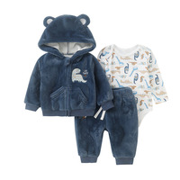 Ensemble de vêtements pour bébé d'hiver en trois pièces, unisexe, combinaison à manches longues, sweat-shirt à capuche, épais et chaud, ensemble de vêtements pour bébé personnalisé