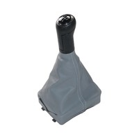 Palanca de cambios de 5 velocidades, tapa negra, perilla de cambio de marchas, cubierta de cuero antipolvo gris, manija de palanca de cambios de coche para VW Polo 9N2 / 9N3
