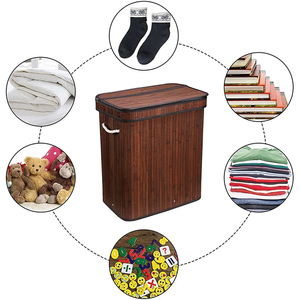 Large Collapsible Folding Dirty Rattan Woven Kids <strong>Laundry</strong> Bag Bamboo <strong>Laundry</strong> <strong>Basket</strong> Foldable With <strong>Dividers</strong> - Product Image 6