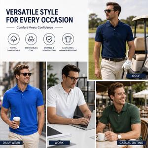 Camiseta Polo Personalizada para Uniformes de Equipo, Tejido Transpirable, Bordado Empresarial, Manga Corta para Hombre, Uniforme de Golf - Product Image 2