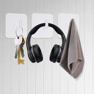 Ganchos para abrigos de pared transparentes modernos de alta resistencia, gancho para colgar abrigos de plástico fuerte autoadhesivo, baño, cocina, sala de estar - Product Image 3