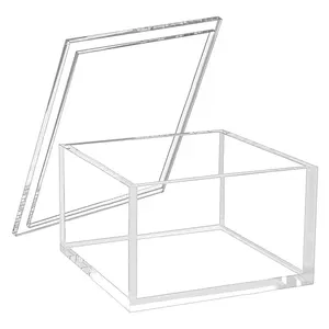 Custom Clear Cube Display Case Multi-Purpose Decorative Acrylic Box With Lid In Office Home