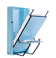 Lit Murphy escamotable multifonctionnel avec bureau et étagère intégrés, gain de place invisible