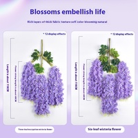 Produsen bunga Wisteria palsu untuk dekorasi pernikahan bunga kacang gantung koridor rotan Hari Ibu Natal