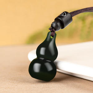 Pendentif en jade naturel de Hotan, jade noir néphrite, design original UNISEXE, style chinois, cadeau avec certificat d'évaluation HT17 - Product Image 2
