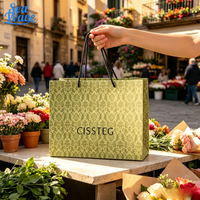 Sac cadeau en papier à motif damassé vintage avec poignée en corde noire, sac de shopping de luxe pour fleuriste, boutique, emballage de vente au détail