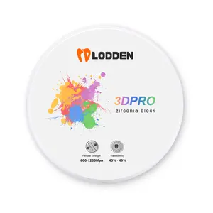 Lodden 3DPRO 98 * 25毫米实验室诊所cad cam陶瓷多层预成形3d价格冠齿板圆盘空白牙科氧化锆块