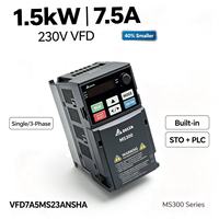 Variateur de fréquence Delta VFD7A5MS23ANSHA 1,5 kW 7,5 A 230 V triphasé, variateur AC compact avec PLC intégré et freinage STO