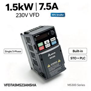 Variateur de fréquence Delta VFD7A5MS23ANSHA 1,5 kW 7,5 A 230 V triphasé, variateur AC compact avec PLC intégré et freinage STO - Product Image 1