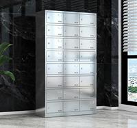 Casier de cuisine moderne en acier pour le personnel Casier en métal à 24 portes Armoire de rangement pour assiettes en acier inoxydable