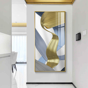 Hotel porche decoración verde azulado oro turquesa lujo pared arte cristal porcelana pintura moderna grande pared arte abstracto pintura - Product Image 4