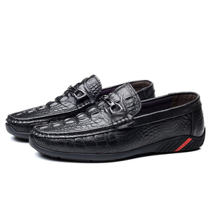 Mocassins pour hommes en cuir véritable à motif crocodile, en cuir de vachette de qualité supérieure, respirants, décontractés et polyvalents - Product Image 2