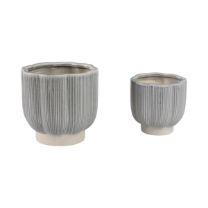 Vasi Rotondi in Gres con Texture Scanalata per Uso Interno ed Esterno, Disponibili in 2 Misure - Product Image 4