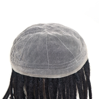 Topper Cheveux Homme 12 Pouces Longs Noirs Dreadlocks Remy Indiens, Prothèse Capillaire Homme en Cheveux Humains avec Base Swiss Lace pour Dreads