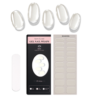 Envolturas de Uñas de Gel Semicuradas Iridiscentes Blanco Leche Personalizadas, Uñas Postizas Holográficas Brillantes Tipo Ataúd, No Tóxicas, de Larga Duración para Salón
