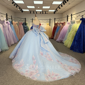 Robes de Quinceañera bleues avec appliques en dentelle, col cœur orné de cristaux, robe de 15 ans Dy1388 - Product Image 2