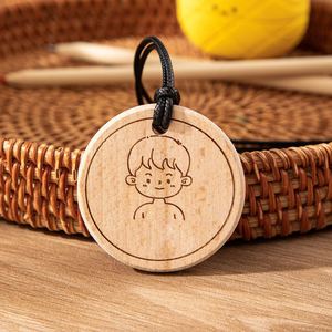 Custom Wooden Name Tag Blank Handmade Labels Token <b>Cute</b> Solid Wood Name Pendant for Students - Product Image 2