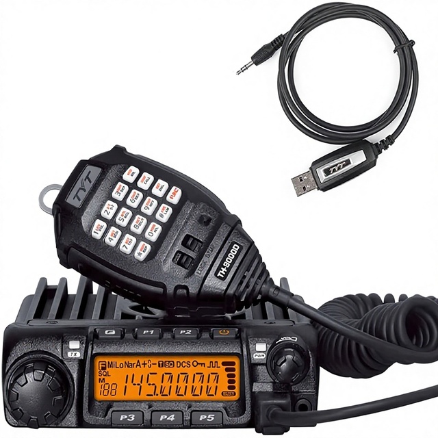 Original TH-9000D Car Mobile Transceiver 65W VHF 2M 144/220/430 Ham Radio 2 Way Radio with USB Programming Cabl