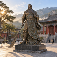 Statue en bronze de Guan Gong en forme de couteau, en cuivre pur, à colorier