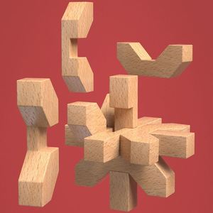 Jeu de casse-tête en bois 3D 10-en-1 Kongming Lock, jouet de test d'intelligence en bois rouge pour adolescents et adultes - Product Image 3