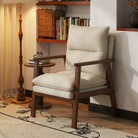 Fauteuil individuel vintage en bois massif, chaise simple rembourrée minimaliste pour salon, balcon, bureau