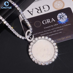 Luxury Jewelry Moissanite Pendant Round Brilliant Cut 925 <b>Silver</b> Rhodium Plated Letter C Photo Pendant GRA Fashion Jewelry - Product Image 4