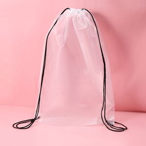 Transparent <b>Drawstring</b> <b>Backpack</b> Bag Pe08 Unisex Rope Handle Shopping Mall Use - Product Image 2