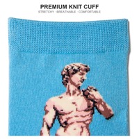 Chaussettes unisexes en coton personnalisées OEM, motif d'art de musée, nouveauté automne, 5 designs, motifs de peintures et statues célèbres, cadeau tendance