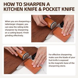 Aiguiseur de couteaux magnétique à deux angles, pierre à aiguiser diamantée, grain moyen, base antidérapante durable, outil d'affûtage rapide pour chef cuisinier - Product Image 5