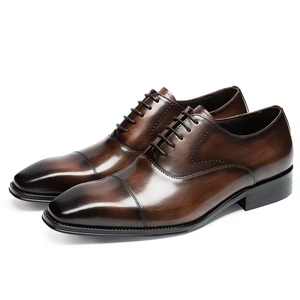 Chaussures Richelieu en Cuir Véritable pour Hommes, Modèle Business Formel 2025, Nouvelle Collection, Bout Carré, Semelle Épaisse, Rehaussantes, Antidérapantes, Intemporelles - Product Image 3