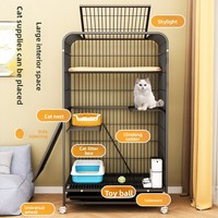 Cage à chat en fer pratique, simple, classique et moderne, pour chats de grande taille, utilisation en intérieur, cadre barbelé, fermeture à clip, respirante, installation facile