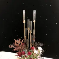 प्रचारक उपहार धातु मोमबत्ती 8 / 10 हथियार शादी की मेज Centerpieces सजावट ग्लास Candelabra