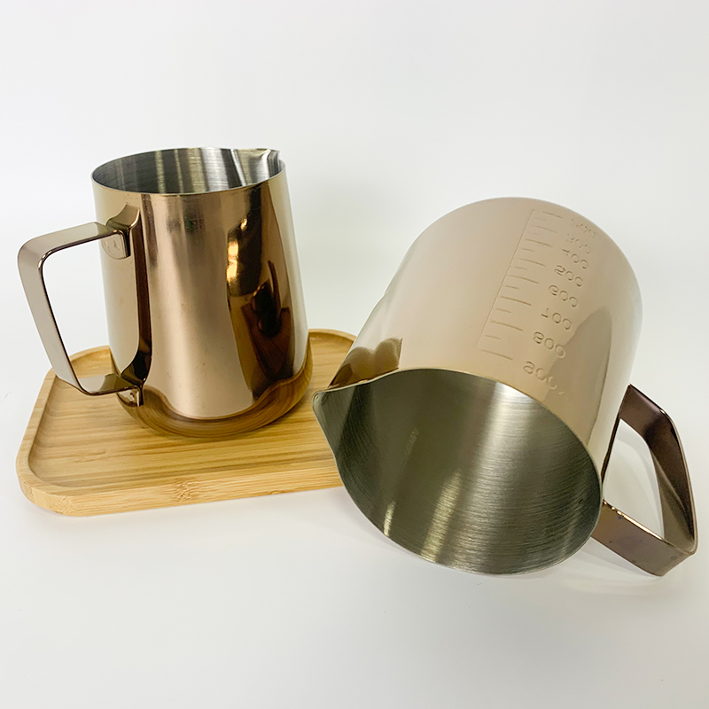 Coffee Making Tool Gold Colorful Stainless Steel Latte Coffee Milk Frothing Garland Cup WIth Scale