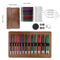 Juego de Agujas de Tejer Circulares Intercambiables de Madera de 13 cm, Coloridas, con Cables Desmontables Lisos y Pulidos para Tejer a Mano