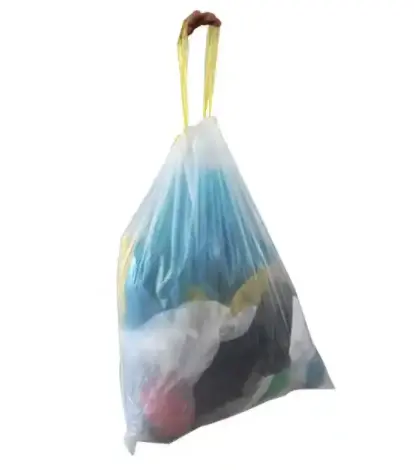 カスタムhdpeldpeリサイクル巾着ゴミ袋プラスチックネクタイストリングゴミ袋付き