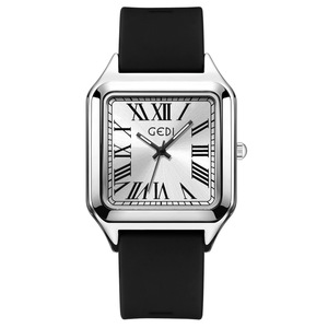 Montre étudiante de ville à quartz étanche en silicone avec boîtier en alliage de mode Goldie Square - Product Image 5