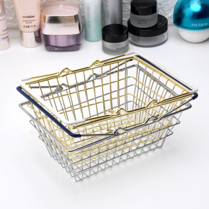 Trung Quốc Quảng Tây bobai jiaxiang nhà máy vàng kim loại sắt lưu trữ mua sắm giỏ với xử lý trang trí nhà dây giỏ cho trang điểm - Product Image 6