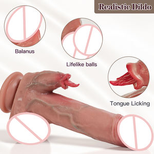 Dildo Realistis Bergetar 8,66 Inci Warna Cokelat dengan Mode Menjilat untuk Stimulasi Titik G Wanita, Stimulasi Ganda, Mainan Seks Dildo Zabawki - Product Image 4