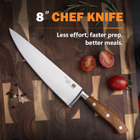 Couteau de chef en acier inoxydable personnalisé de qualité supérieure, couteau de cuisine, couteau à manche en bois, OEM/ODM
