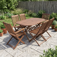 Ensemble de chaises et tables de salle à manger pliantes d'extérieur en teck, en bois massif d'origine indonésienne, vente en gros