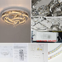 Plafonnier LED moderne personnalisable en cristal, 3 couleurs, télécommande, en acier inoxydable, à montage en surface, pour chambre et salon