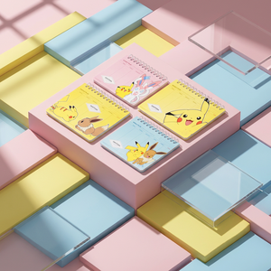 pokemon Spiral Bound Scheduler <b>Planner</b> 4 PCS Set Cute Character Kawaii Kids Stationery School Supplies Pikaed Random Korean - Product Image 1