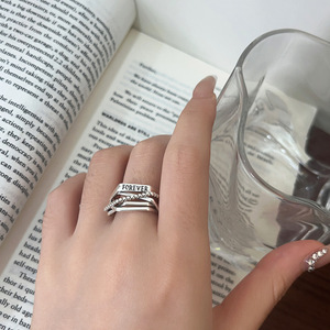 Anillo Irregular de Plata de Ley S925 para Mujer, Diseño Abierto con Letra, Joyería de Regalo - Product Image 4