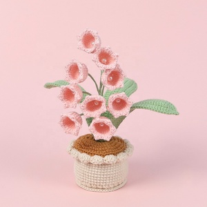 Maceta de Flores Artificiales de Lirio de los Valles de 9 Cabezas Tejida a Mano con Base de Hilo Degradado, Decoración para Escritorio del Hogar, Regalo Festivo - Product Image 2
