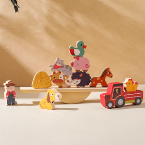 Montessori Educatief Sensorisch Speelgoed Houten Boerderij Dierlijke Draad Vorm Wip Stapel Balans Blok Voor Baby Vroege Educatie Spel Geschenk - Product Image 4