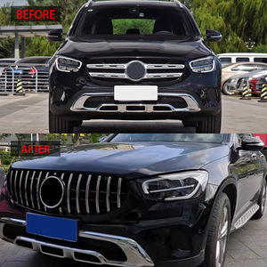 Grille avant Mercedes-Benz GLC Dynamic X253 GT, bandes verticales noires, ABS argenté, compatible avec le pare-chocs avant 2020-2022 - Product Image 2