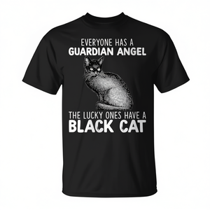 T-shirt con gatto nero e citazione dell'angelo custode per gli amanti dei gatti - Product Image 2