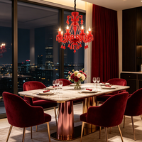 Lustre d'hôtel pour plafonds hauts, Lustre de salon et de chambre, Lustres rouges de style français