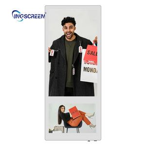 Ingscreen LCD Wall Mount dọc màn hình kép 18.5 + 10.1 inch Máy nghe nhạc quảng cáo thang máy kỹ thuật số biển và hiển thị - Product Image 1