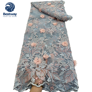 Bestway 3d fiori ricamati con perline <span class=keywords><strong>Tulle</strong></span> netto tessuto di pizzo - Product Image 2